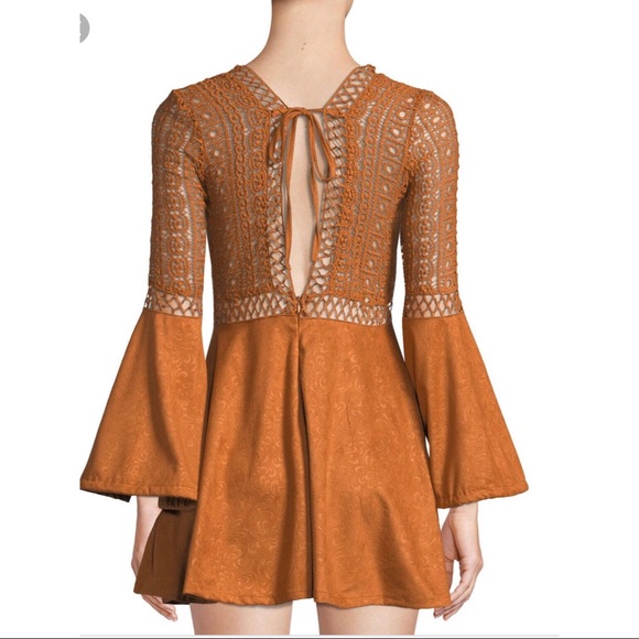 NEW M HAUTE ROGUE Crochet Faux Suede Mini Dress - Picture 2 of 3